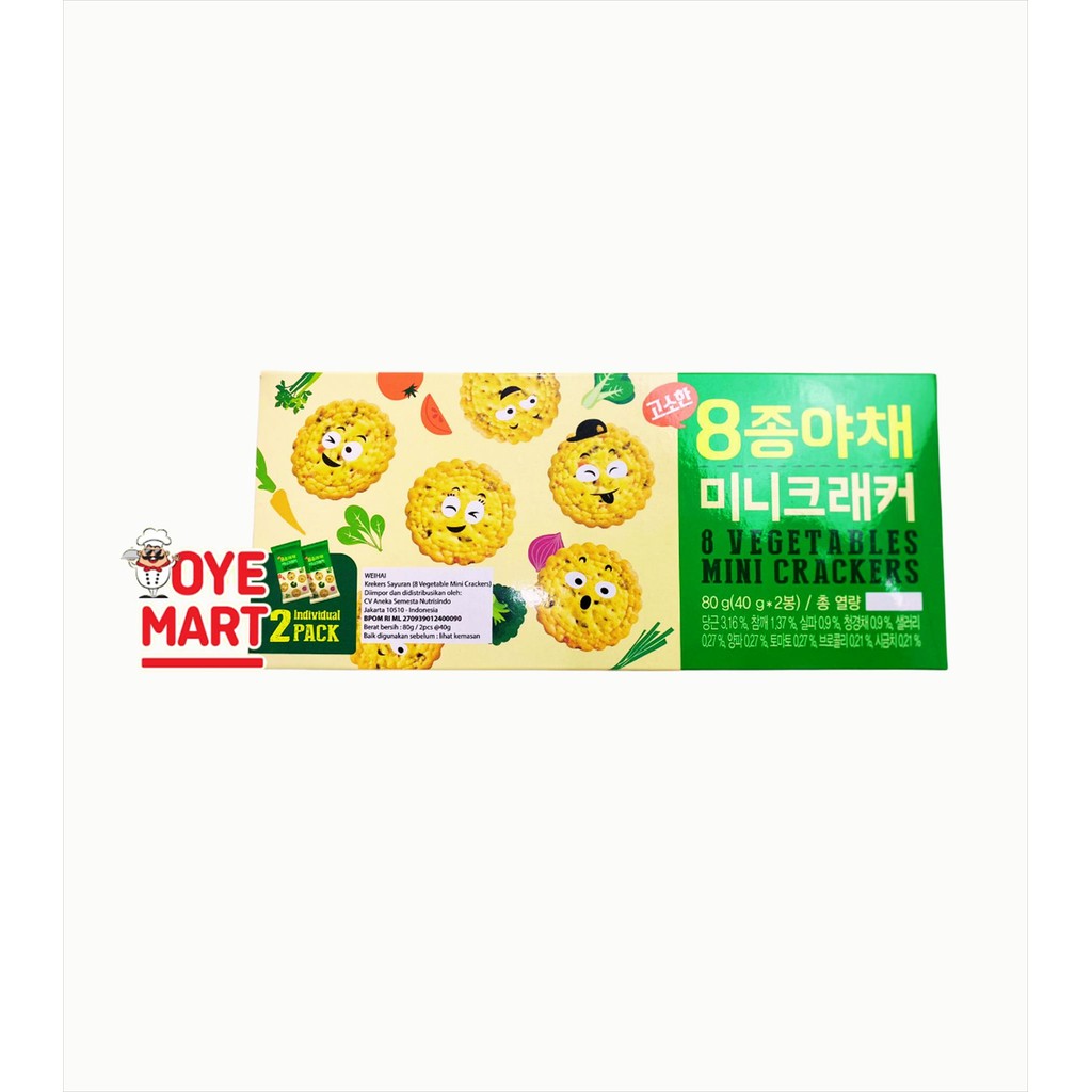 

WEIHAI 8 VEGETABLES MINI CRACKERS 80GR / BISKUIT SAYURAN
