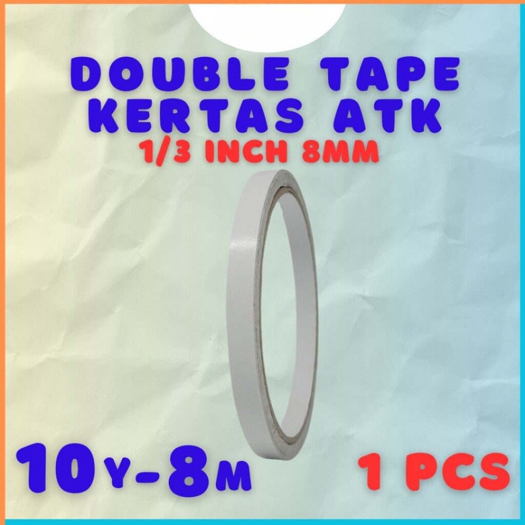 

Double Side Tape Kertas Solasi Bolak Balik 8mm x 10 Yard Bukan Nachi Double Tape Kertas ATK Paper Doubletape 1/4 inch 8mm x 8m 8 mm 8 Meter