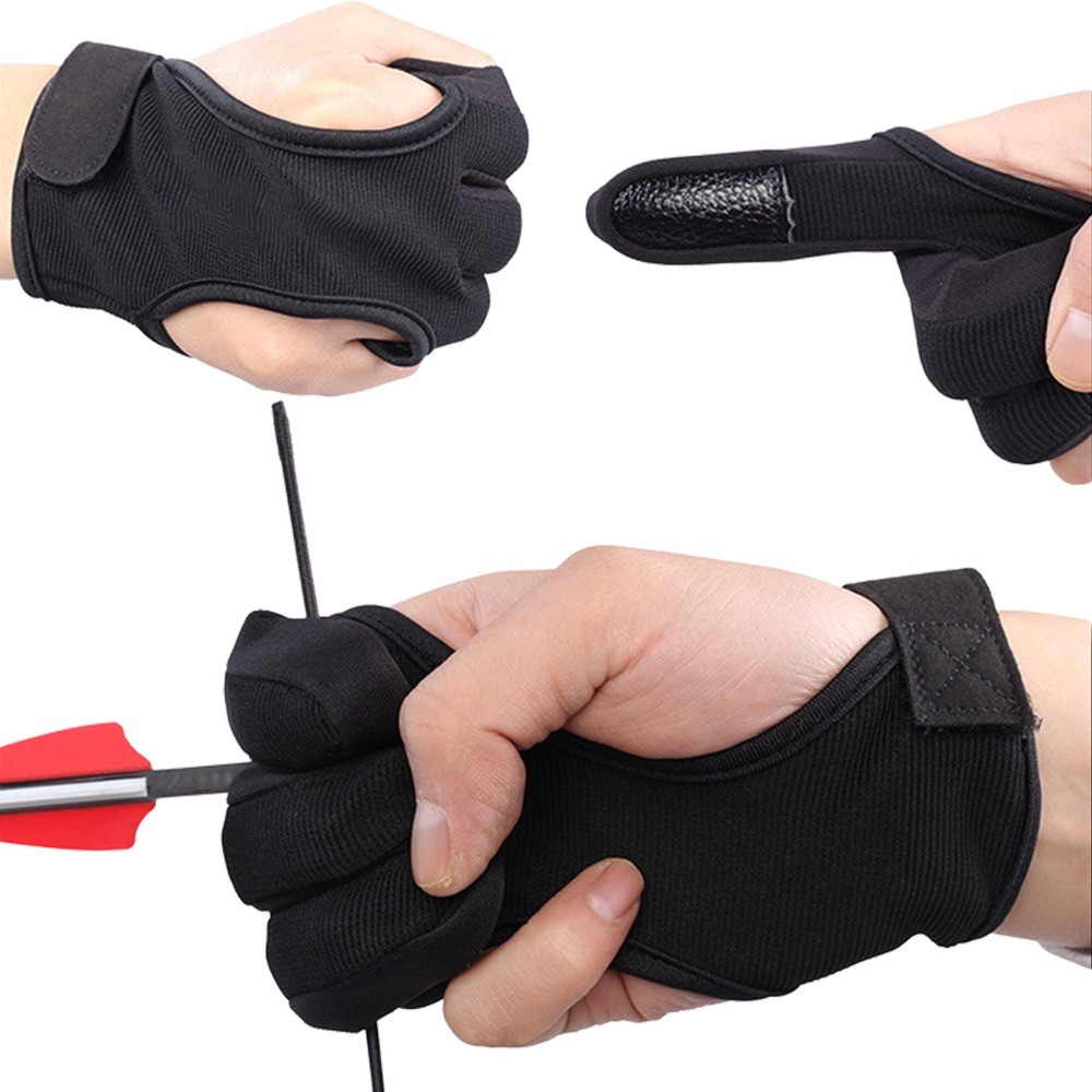 3 Fingers Protective Gloves Archery Finger Guard Shooting Hand Guard Protector Glove Archery Gear Re