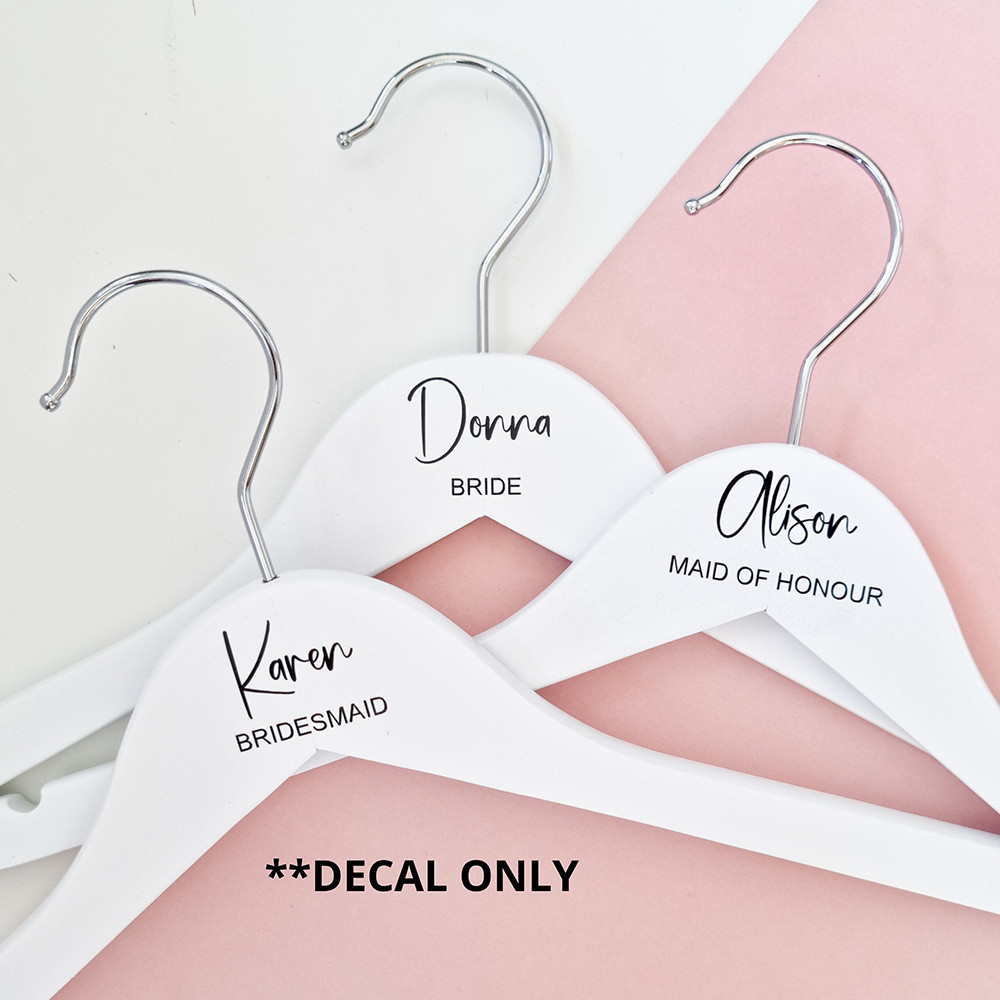 

Personalized Wedding Hanger Sticker With Name Bridal Party Decal Custom Hanger Decal Bridesmaid Maid of Honour Gifts