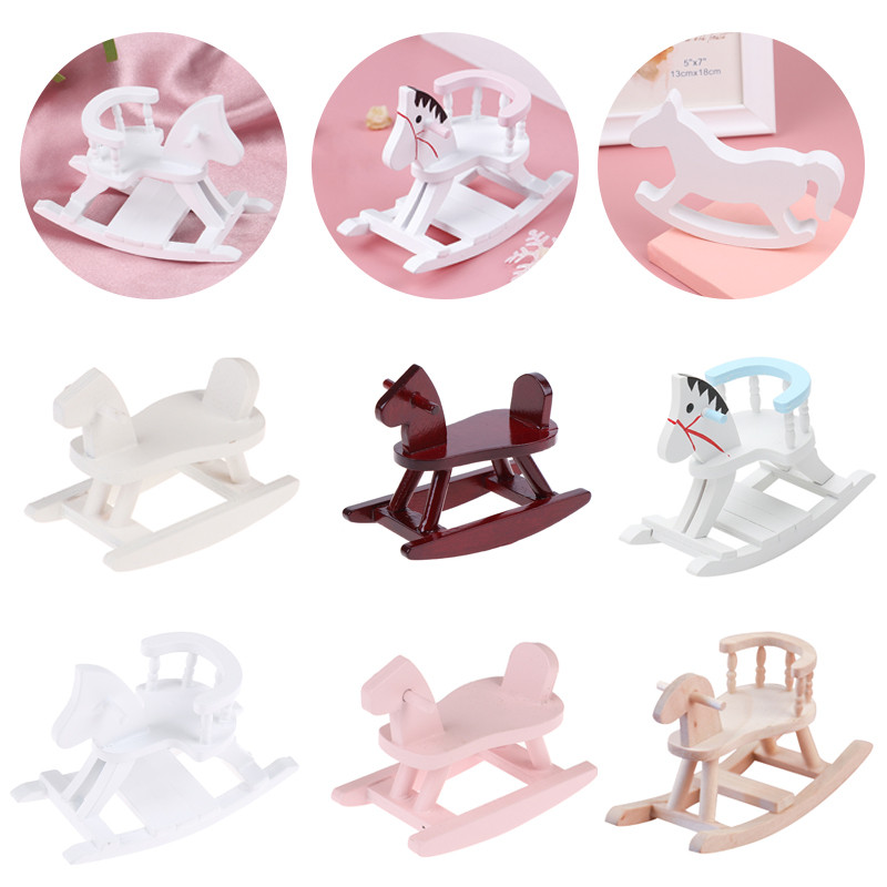 

Wooden Crafts Rocking Horse Figurine Desk Decor Balance Art Adornment Miniature Rocking Horse Decorative Ornament Kids Gift