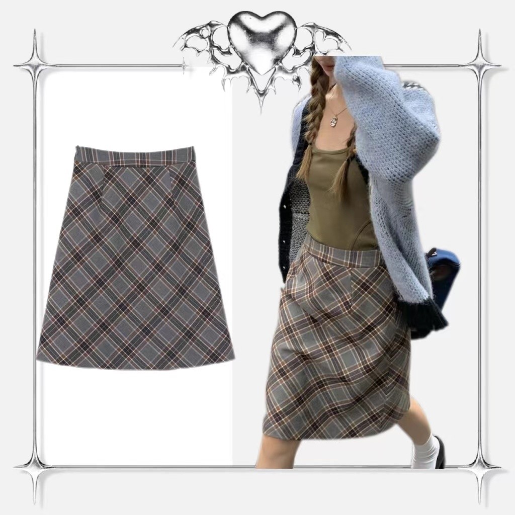 ZL COD##rok a line midi kotak kotak/rok korean style kotak kotak/Rok Wanita Panjang plisket premium 