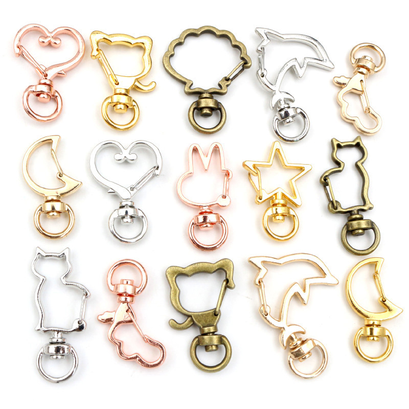 10pcs Cat Heart Snap Hook Trigger Clips Buckles For Keychain Lobster Lobster Clasp Hooks for Key Rin