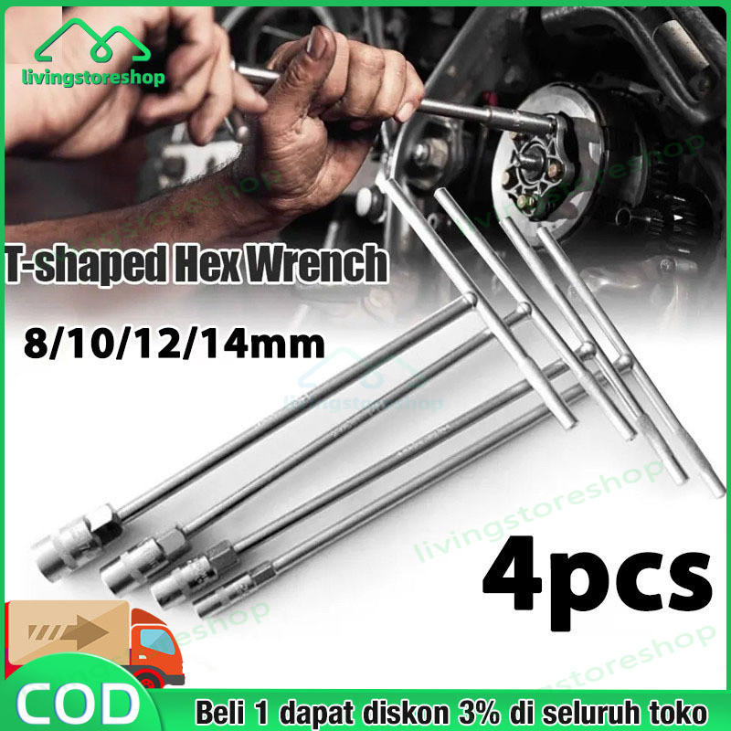Kunci Sok T 4pcs 8/10/12/14mm  Kunci T Set Konci 1 Set Lengkap Konci T Original Kunci Shock T Panjan