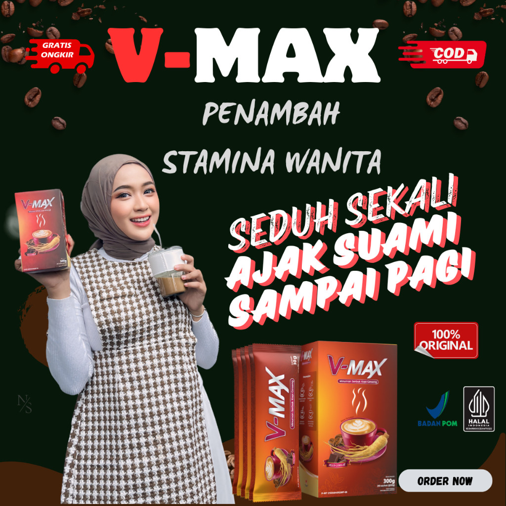 

V MAX kopi ginseng penambah stamina wanita dewasa Rasa Cokelat BPOM