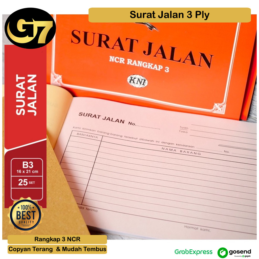 

Surat Jalan 3 ply NCR 3 Rangkap Buku Faktur Tanda Terima Pengiriman Barang Buku Nota Serah Terima Keuangan Kantor Pabrik Gudang Ekspedisi Harga Murah