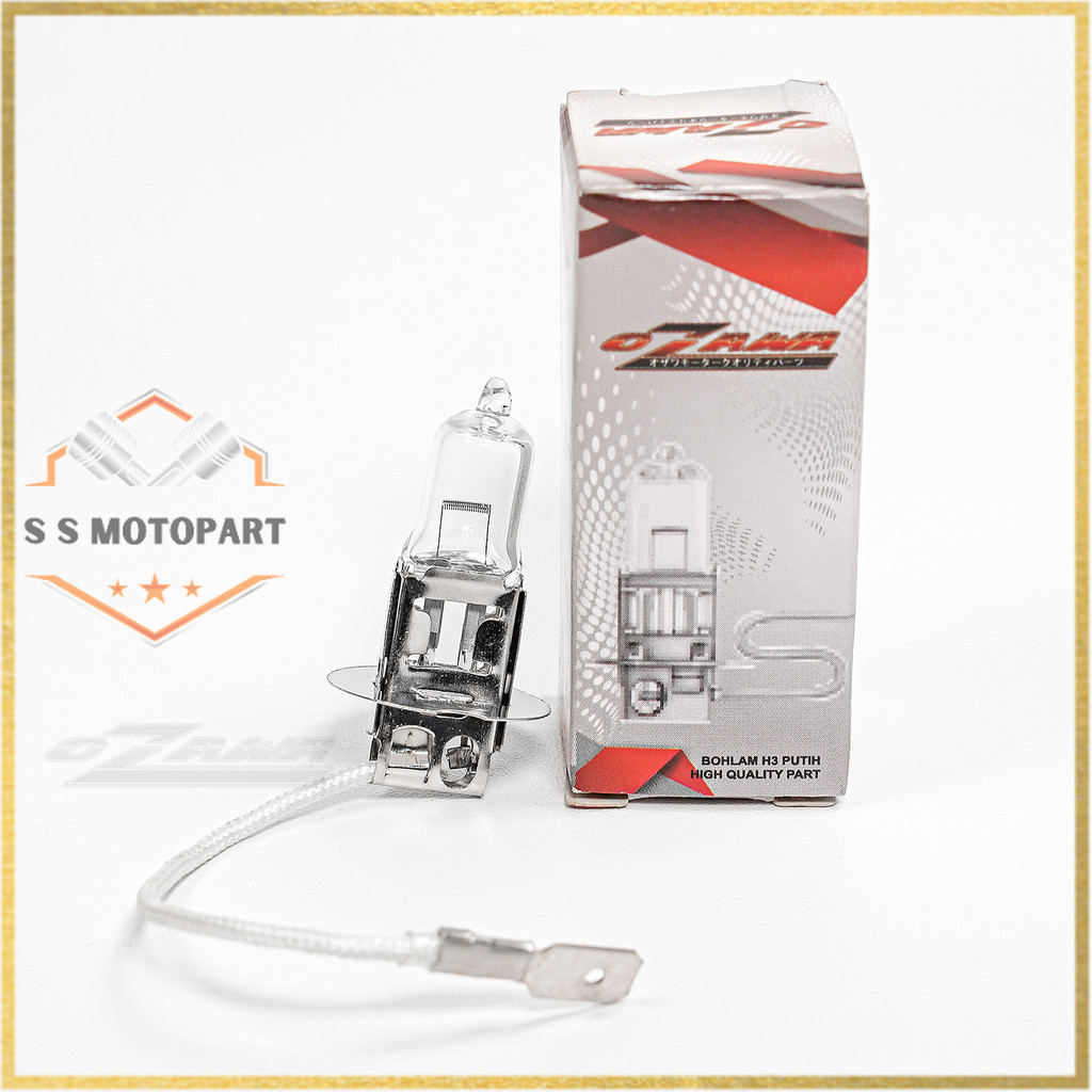 Bohlam Depan H3 PUTIH 12V 55W Isi 1 Pcs Merk OZAWA
