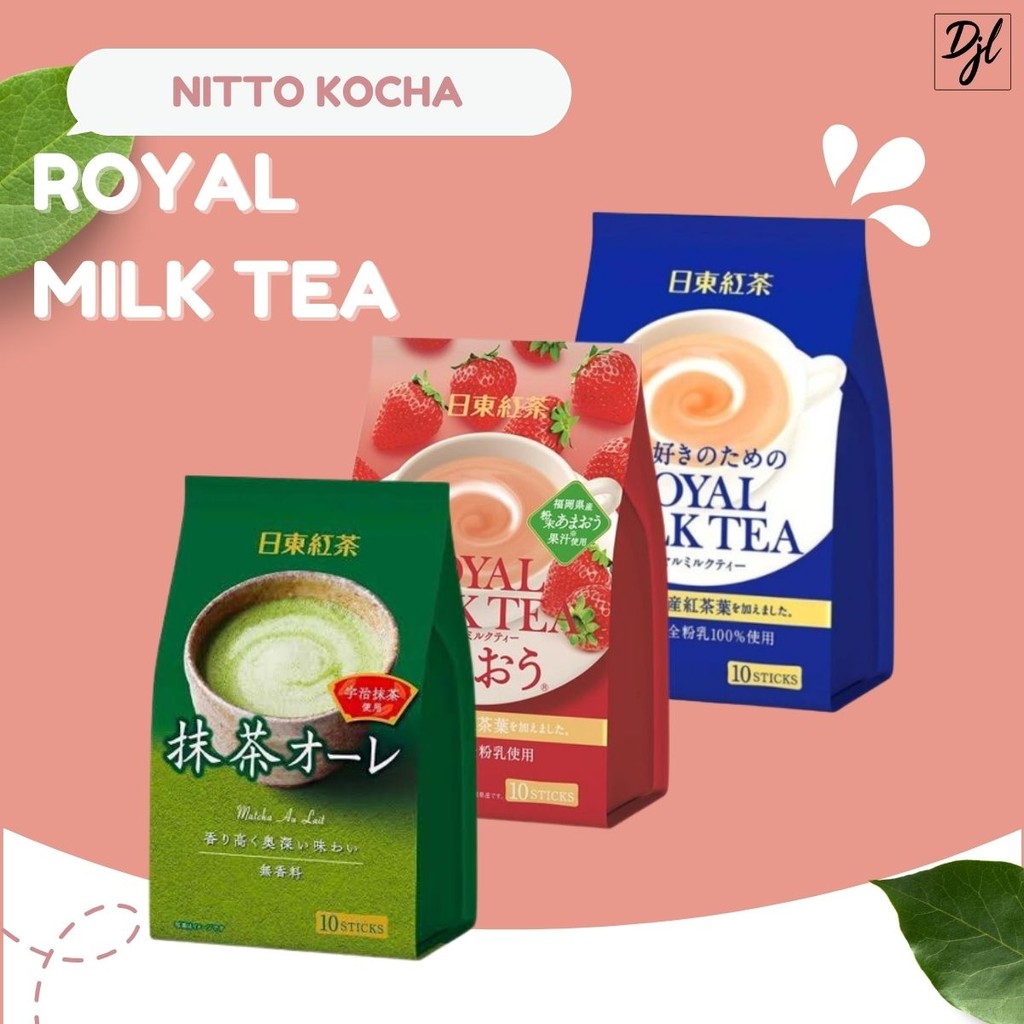 

Nitto Kocha Royal Tea isi 10 Stick Minuman Serbuk Siap Minum Sachet Teh Susu Import Dengan Varian Rasa Milk Matcha Strawberry 1 Pouch