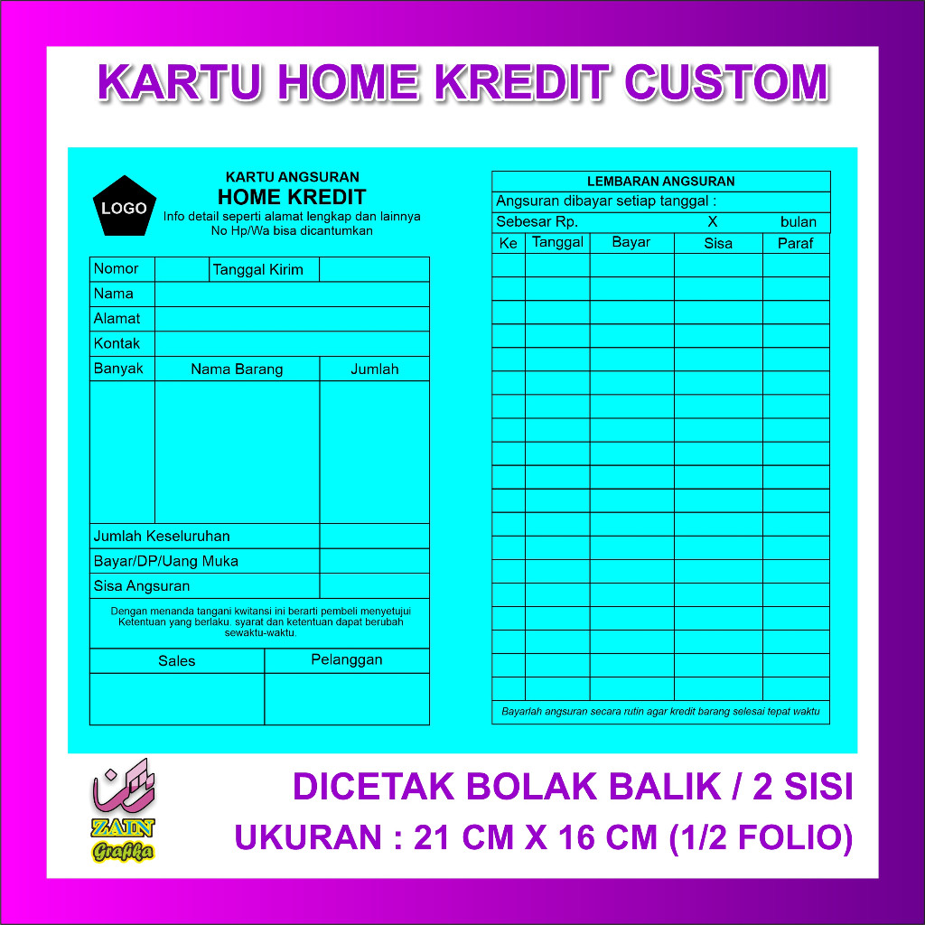 

KARTU HOME KREDIT / KARTU ANGSURAN CUSTOM zain grafika