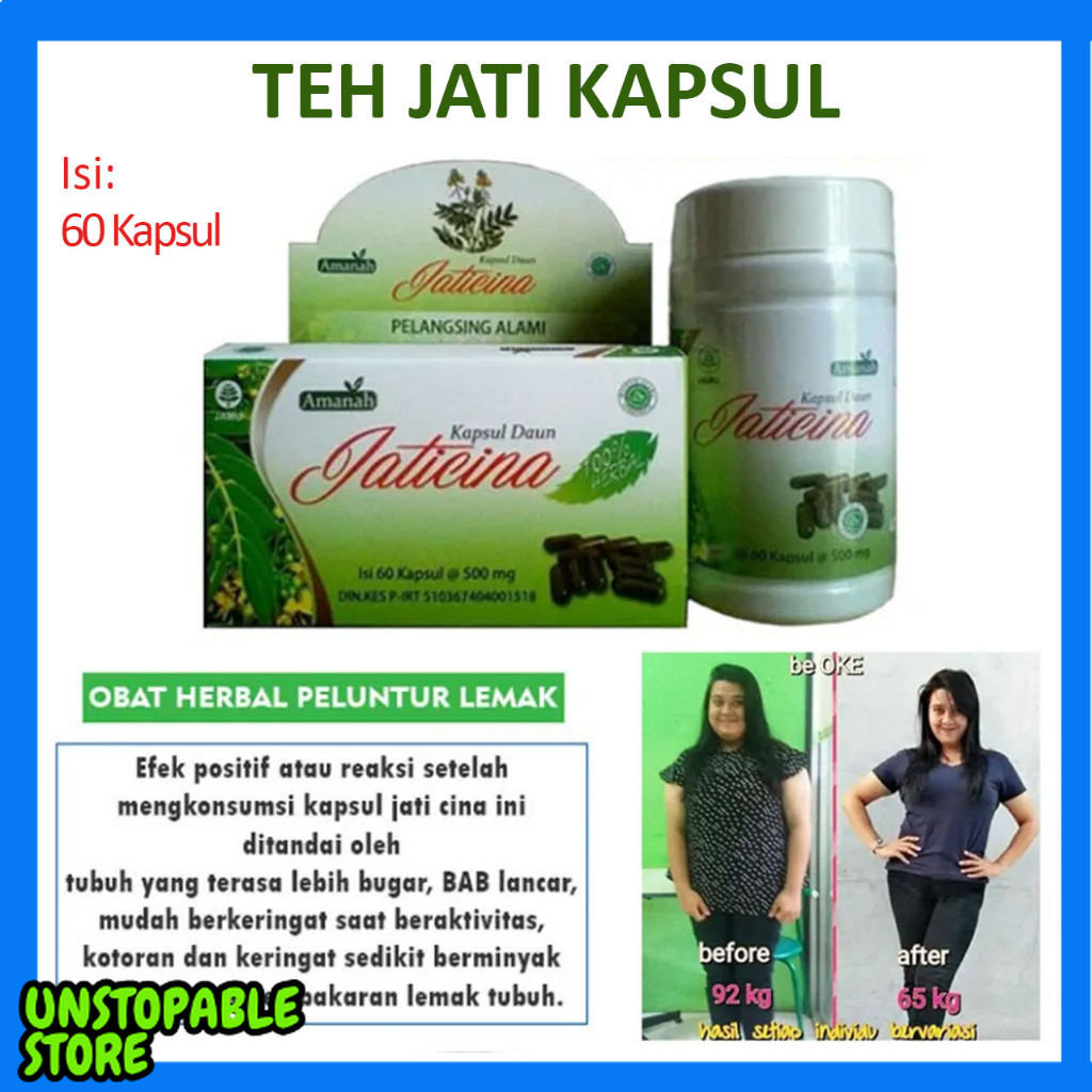 Kapsul Daun Jati Cina Amanah - Teh Kapsul Diet Viral Pelangsing Susut Lemak