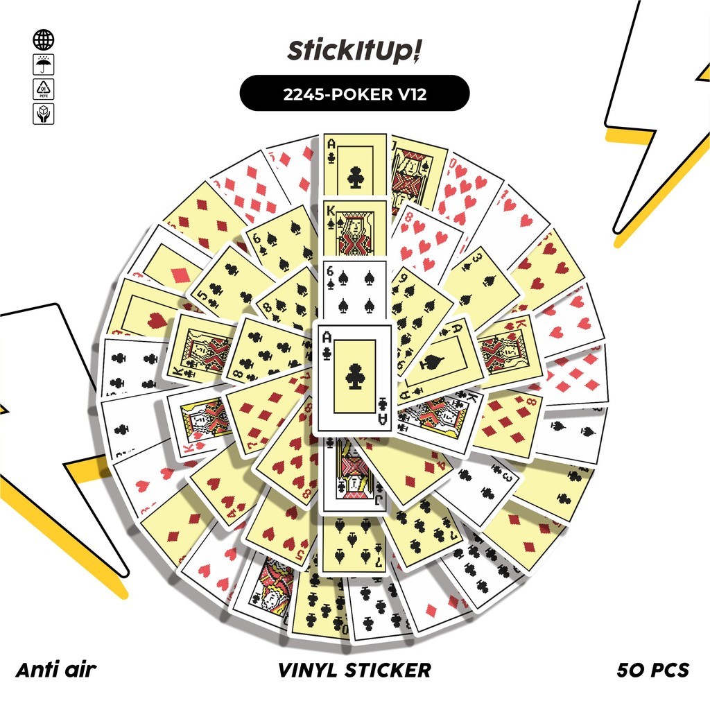 

COD✨ 50 Pcs Stiker POKER V12 Lucu Anti Air Untuk Dekorasi Notebook Sepeda Skateboard Handphone DIY