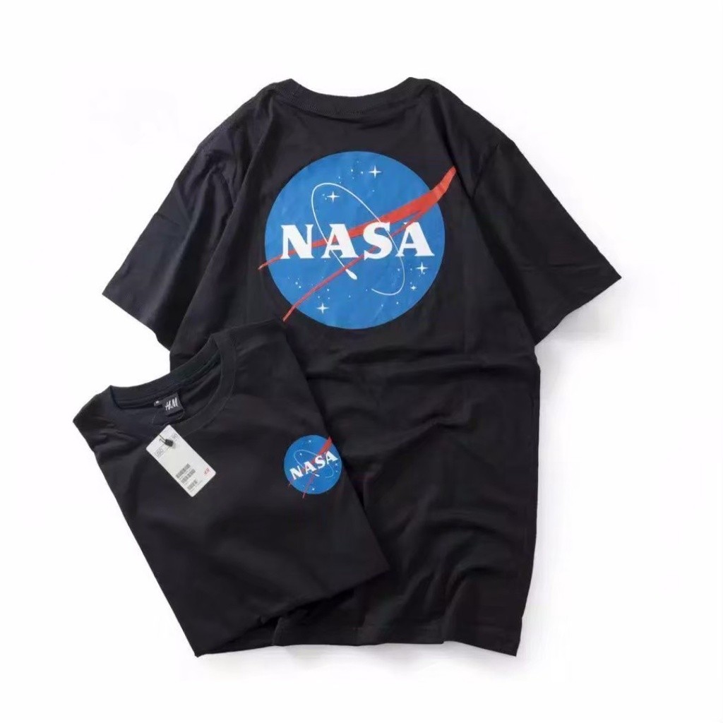 Kaos Nasa Lengan Pendek Pria Wanita Hitam Putih