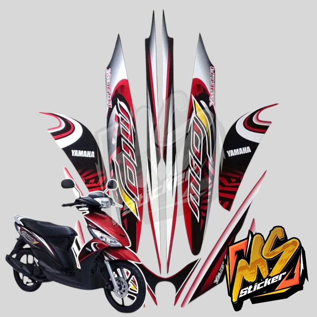 STICKER STIKER POLET LIS STRIPING MOTOR FULL BODY YAMAHA MIO J SPORTY WARNA MERAH HITAM