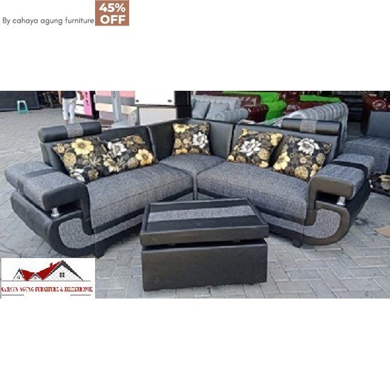 sofa L sudut + meja MINIMALIS MODERN