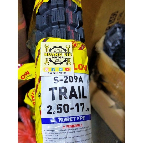 ban luar 250-17 trail swallow S 209 tipe ban dalam tubetype ragi pacul/cangkul/petak tahu ring 17(re