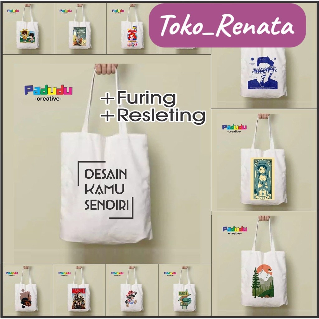 (live24) Totebag Blacu Printing Furing Bisa Custom Logo Sendiri Souvenir Toko_Renata