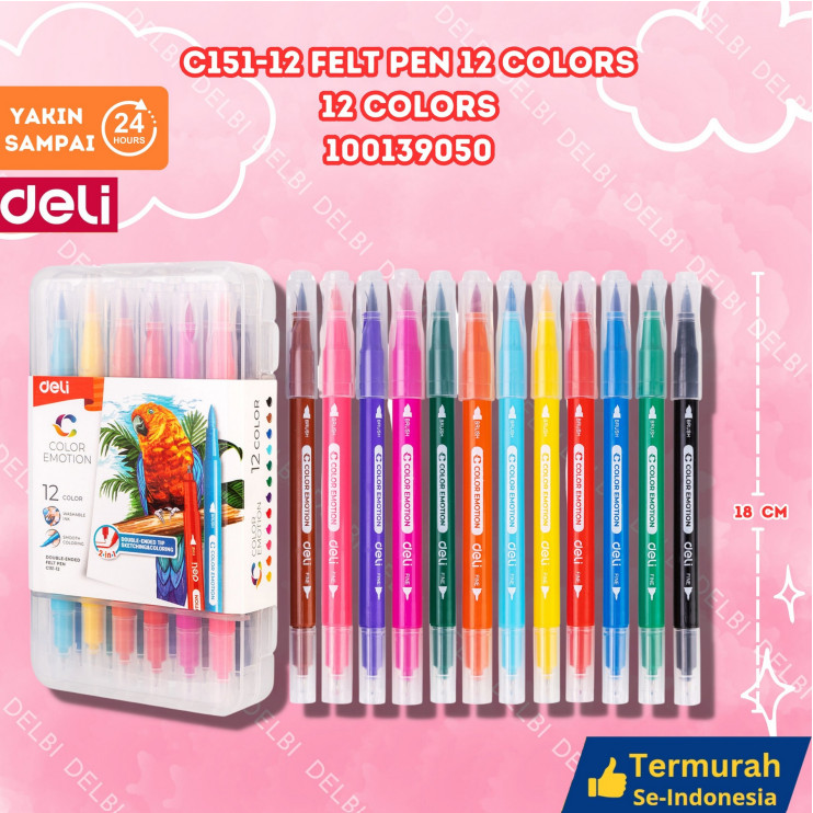 

DELI FELT PEN SPIDOL LUKIS WARNA 12 WARNA C151-12 C151-12 Felt Pen 12 Colors 12 Colors