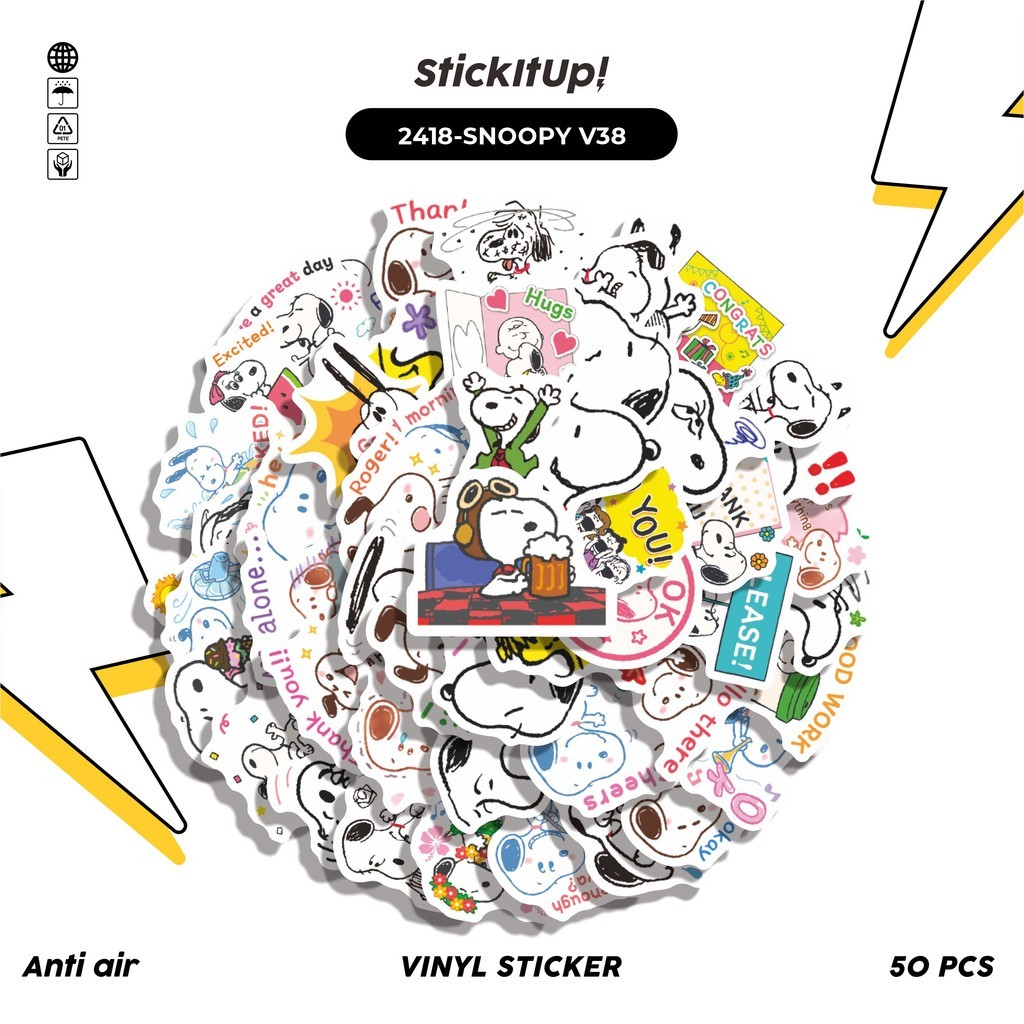 

COD✨ 50 Pcs Stiker SNOOPY V38 Lucu Anti Air Untuk Dekorasi Notebook Sepeda Skateboard Handphone DIY
