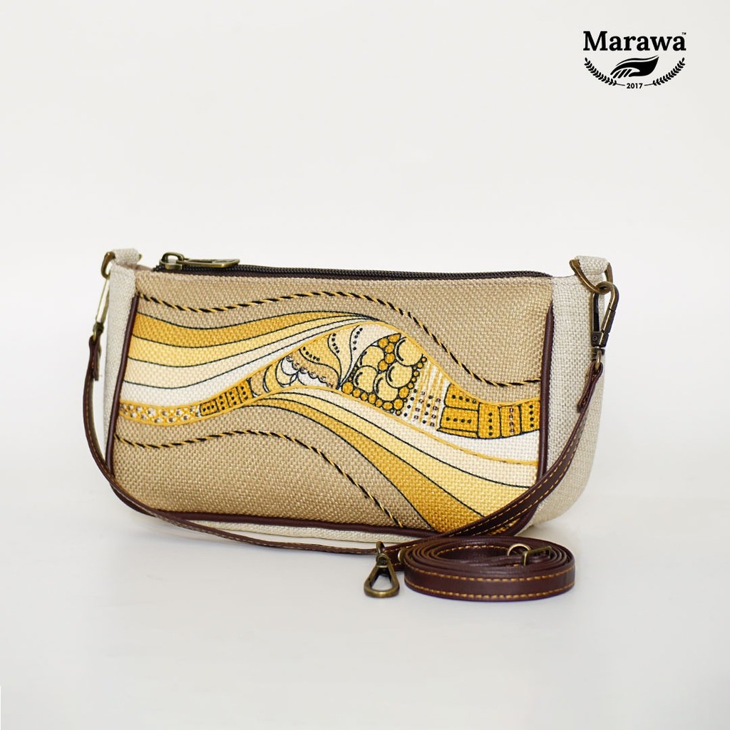 MARAWA Tenzo - Solete Shoulder Bag Tas Etnik Mini Wanita Handmade Cream