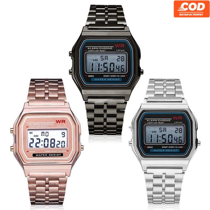 Jam Tangan Pria Wanita Model Casio Digital Rantai