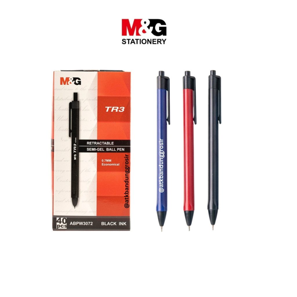 

Pulpen M&G TR3 Retractable Semi Gel Pen Tip 0.7 Mm Warna Tinta Hitam Biru Merah #ABPW3072 SHESB