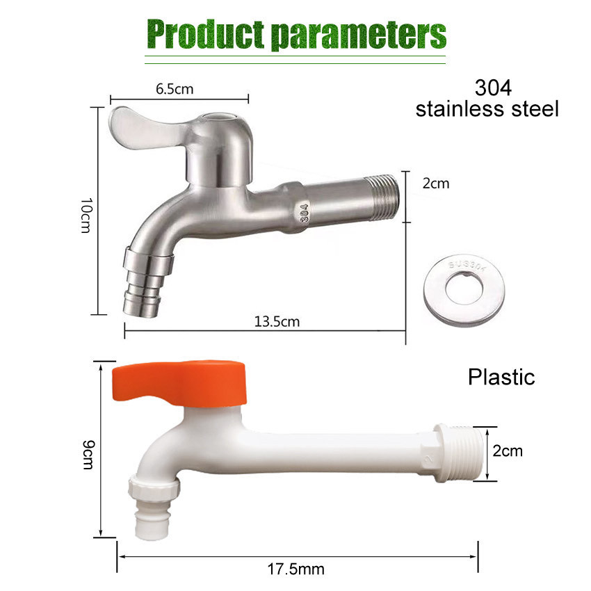 ZENID Kran Tembok Keran Air Kran Air Panjang Mesin Cuci Wastafel Stainless Steel plastik Tembok