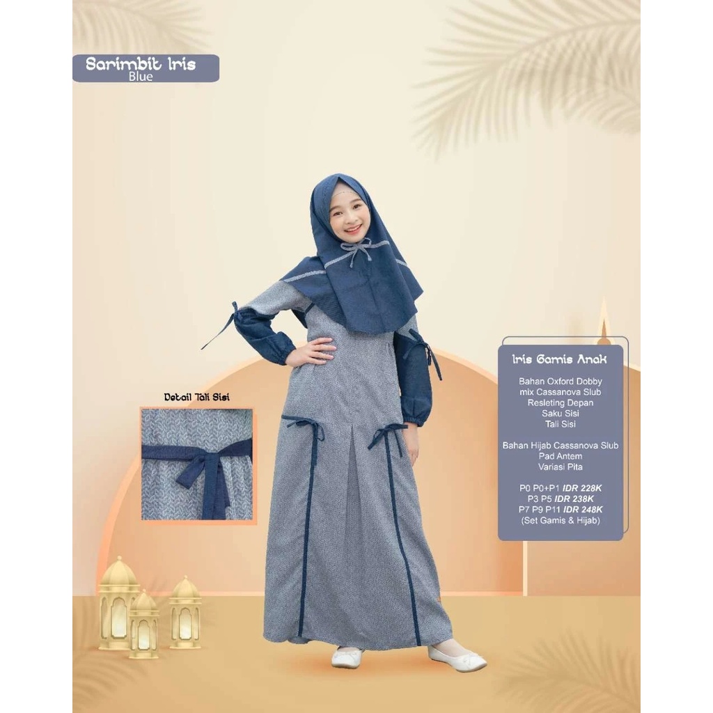 Sarimbit Keluarga Iris Gamis Anak Perempuan One Set Hijab Gamis by Nibras