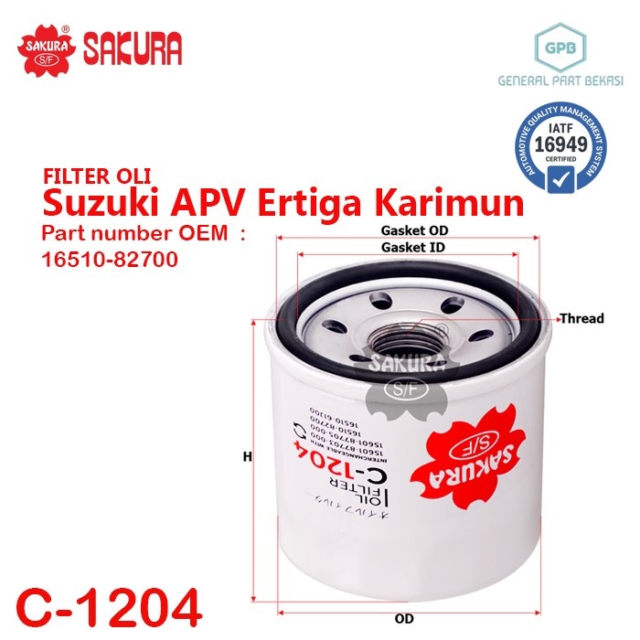 Filter Oli Suzuki APV Ertiga Karimun Sakura C-1204 C1204