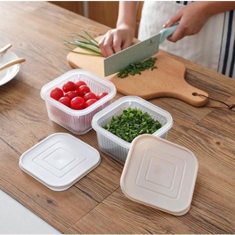 Kotak Penyimpanan Buah Sayuran Segar Bahan Plastik Untuk Kulkas Dapur