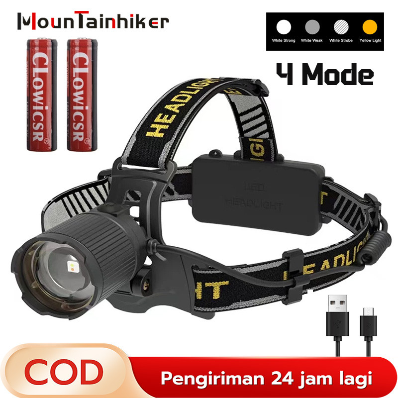 SENTER KEPALA LED/SENTER LAMPU DEPAN LED/ZOOM HEADLAMP/SENTER LAMPU DEPAN SENSOR TAHAN 48 JAM/SENTER