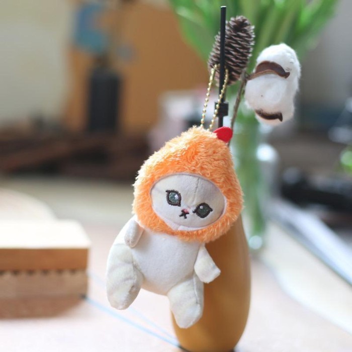mofusand cat neko kostum gantungan kunci kucing boneka lucu murah premium - tempura oren JARS