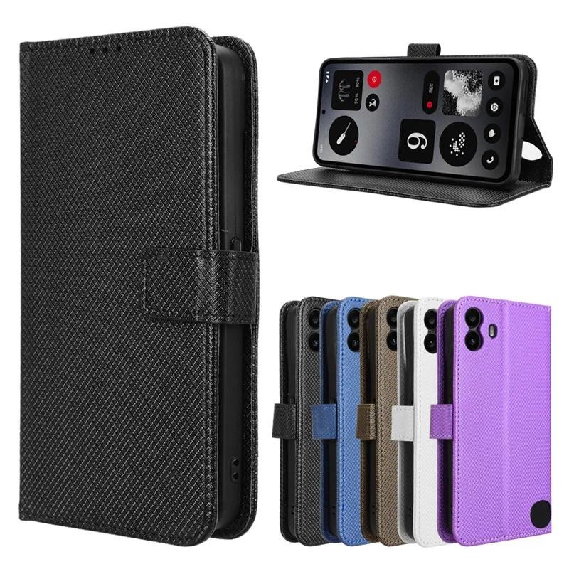 New Phone casing Nothing CMF Phone 1 Leather Wallet Cover Card Holder Features Diamond Texture For N