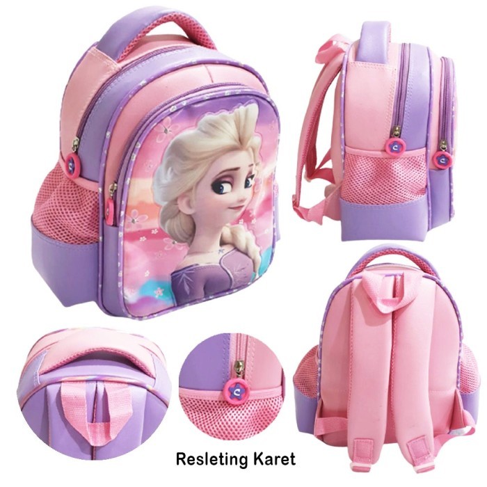 Tas Ransel Anak PAUD Cewek Karakter FROZEN ELSA - Bahan TAHAN AIR - ELSA 11"