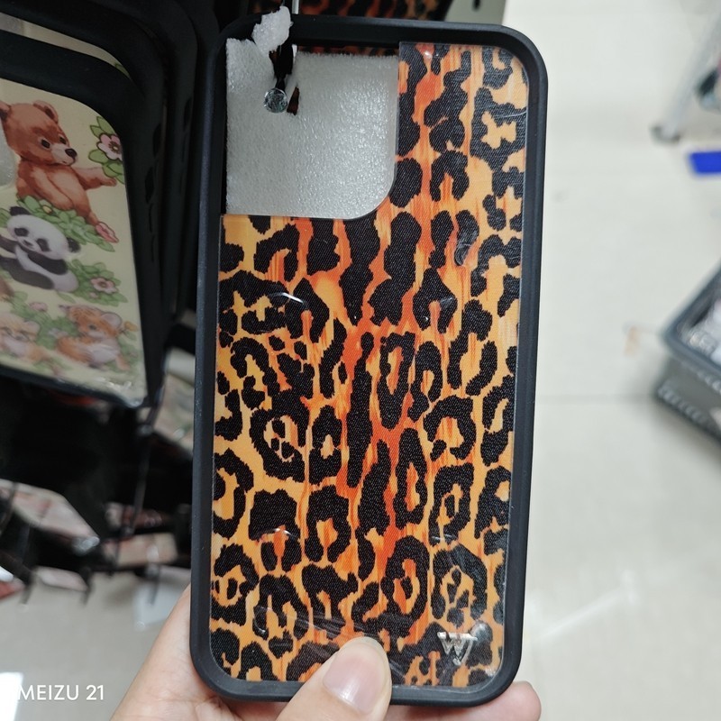 ☼ Wildflower Leopard Love wf Phone Case For iPhone 15 14 Plus 12 13 Pro Max Acrylic Hard Casing Shoc