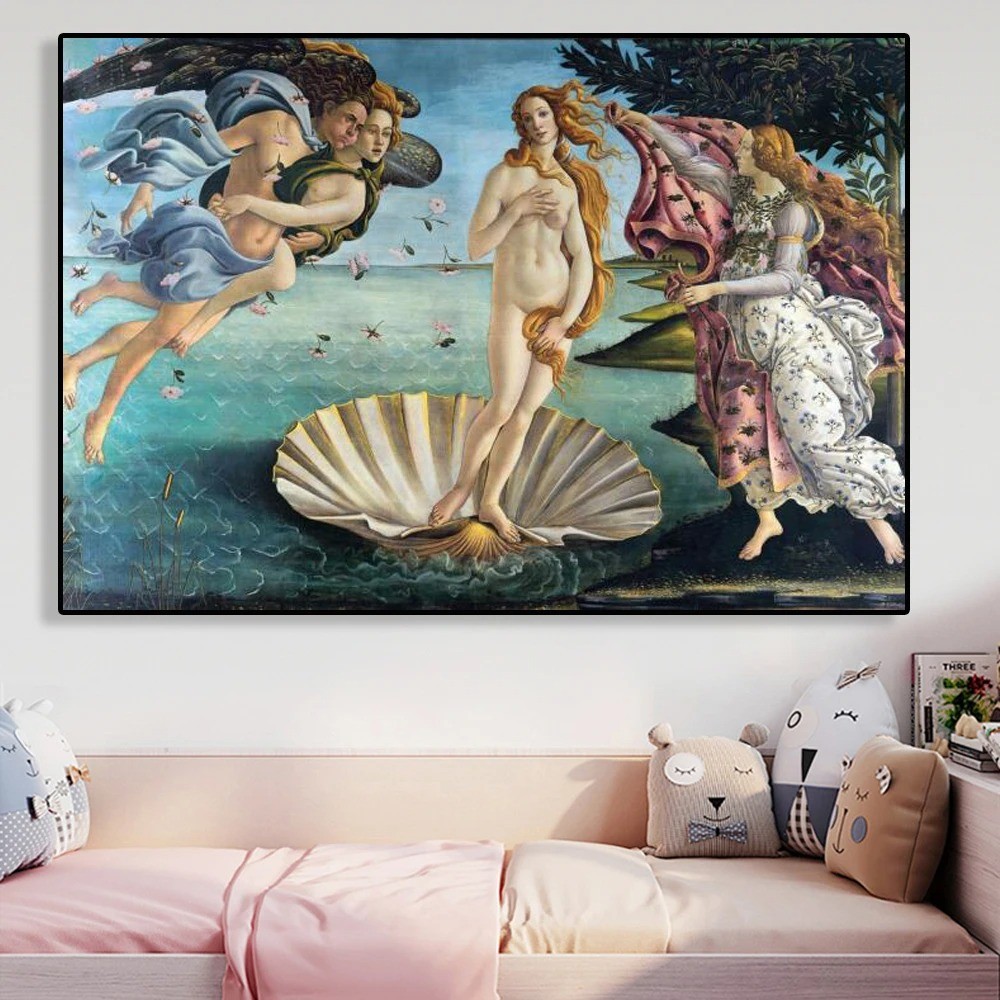 

Renaissance Oil Painting The Birth of Venus Canvas Painting Botticelli Reproduction Art Print Classical Wall Picture Home Decor