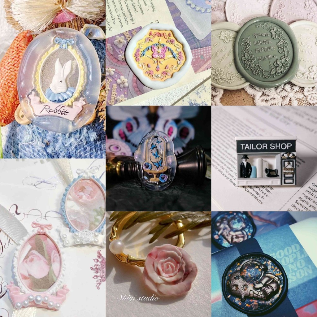 

2024 New Fire Seal Seal Head Diy Tulip Border Cute Special-Shaped Relief Tile Copperhead Invitation Envelope Sealing Stamp Toy