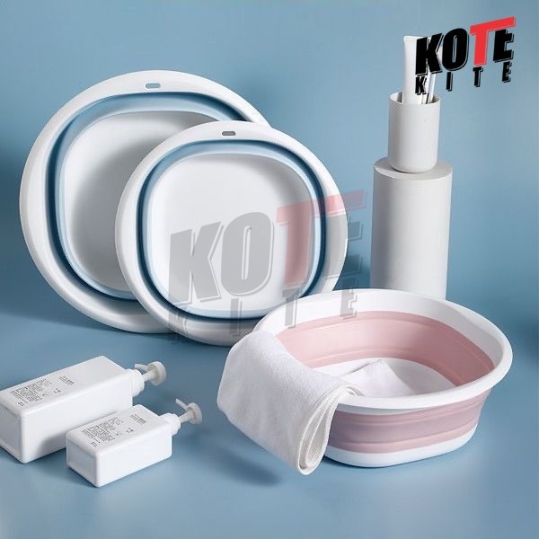 Bak Lipat Portable Ember Lipat Multifungsi Baskom Lipat Portable Serbaguna Baskom Plastik Silikon wa