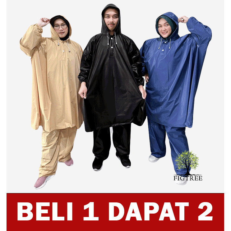 (PAKET HEMAT) JAS HUJAN PONCO CELANA Modern DEWASA BELI 1 DAPAT 2 PCS