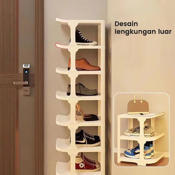 AMZ ZAYA Rak Sepatu Susun Tertutup Minimalis - Tempat Penyimpanan Sepatu 3 Tingkat Anti DebuSBJA