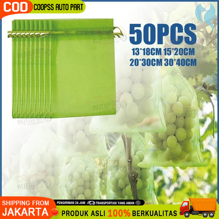 Liceriashop17 50Pcs Jaring Buah Kantong Jaring Pembungkus Buah Alat Pembungkus Buah Melindungi