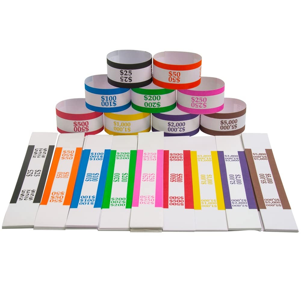 

NATURALABEL 300 Self-Adhesive Money Bands | Paper Cash Straps for Banks and Retail | Rubber Bands for Banknote Marking