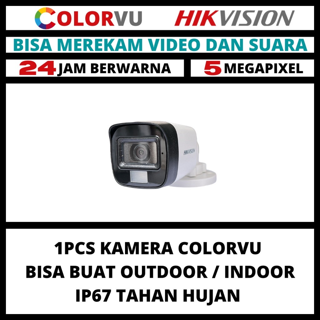 CCTV HIKVISION 5MP COLORVU AUDIO OUTDOOR KAMERA COLORFUL CAMERA CCTV