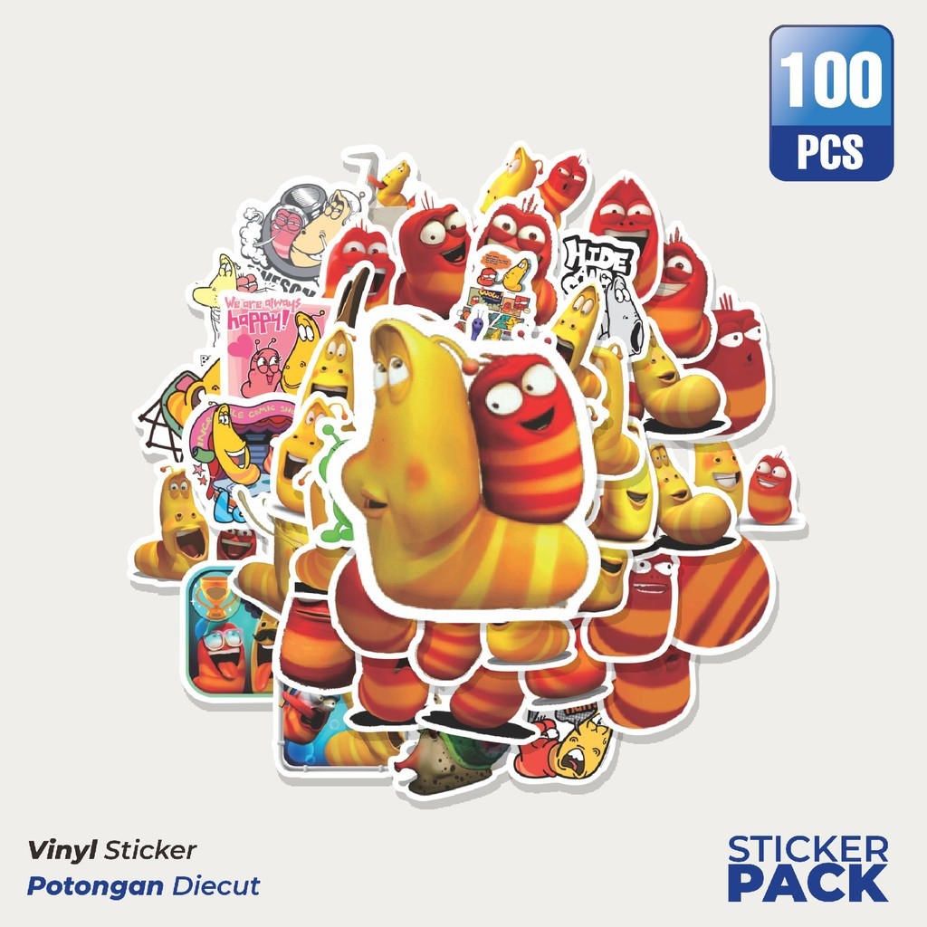 

Stiker Vinyl Sticker Kartun Larva Sticker Waterproof Aesthetic- Untuk Laptop, Motor, dan Helm - Paper Stationery Pack