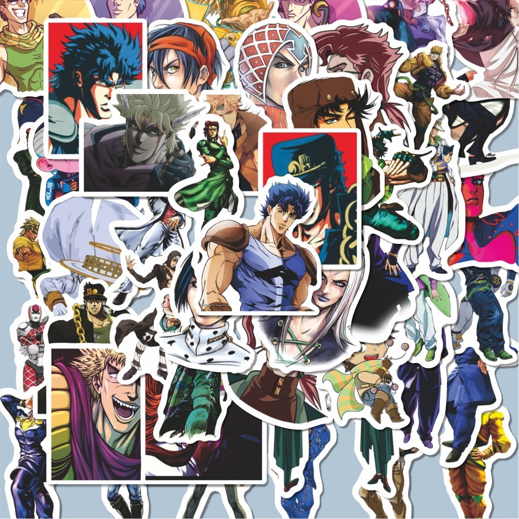 

100PCS Lucu Sticker Anime JoJo's Bizarre Adventure Sticker Stiker Aesthetic Stiker Anti Air Stikers Berperekat Waterproof sticker decal buat Motor Helm Buku Journal Koper Casing HP Laptop Botol Minum Hadiah anak