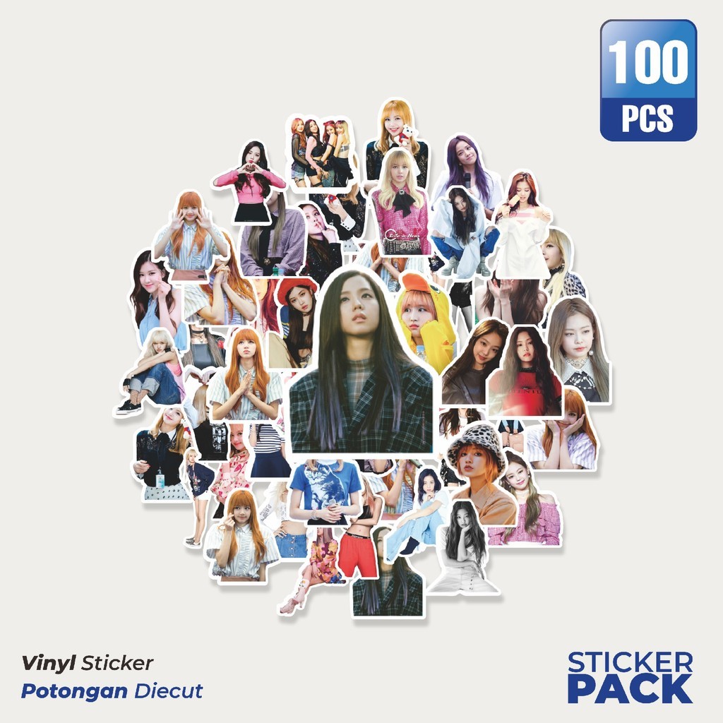 

MURAH 100 PCS Stiker Girl Band Korea Black Pink Waterproof Aesthetic- Untuk Laptop, Motor, dan Helm - Paper Stationery Pack