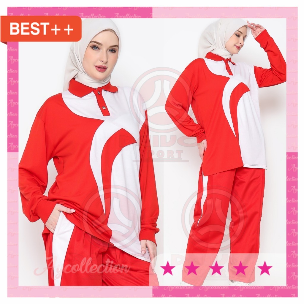 Baju Senam 17an Agustusan Olahraga Termurah Bagus Premium / Setelan Baju Senam Merah Putih / Setelan