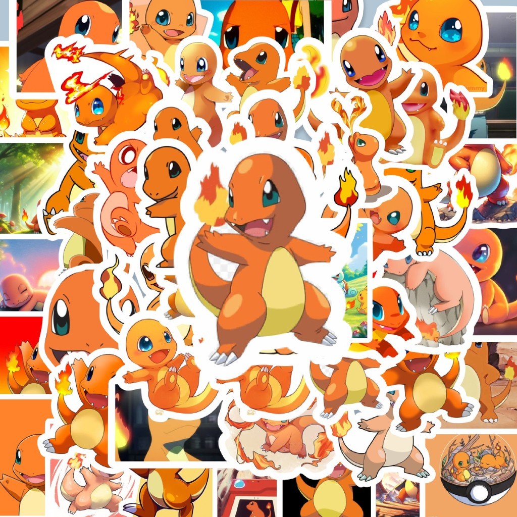 

100PCS Lucu Stiker Kartun Pokemon Charmander Stiker Aesthetic Stiker Anti Air Stikers Berperekat Waterproof sticker decal buat Motor Helm Buku Journal Koper Casing HP Laptop Botol Minum Hadiah anak