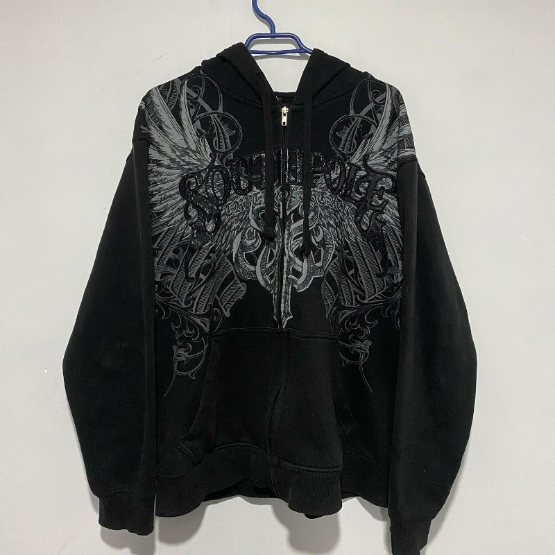 Y2K Street New Fashion Oversized Skull Print Sweater Hoodie Men Harajuku Vintage Hip Hop Popular Cas