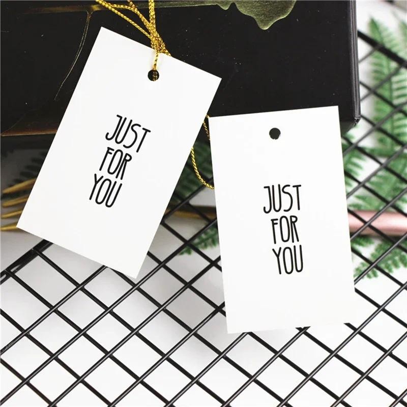 

50pcs White Just for You Hang Tag Paper Handmade Gift Label DIY Wedding Party Favors Tags Gift Candy Wrapping Supplies