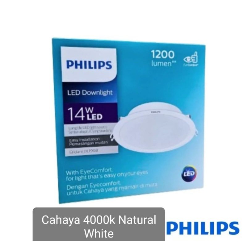 Downlight Panel Tanam Philips Eridani 14Watt 4000K cahaya Natural White